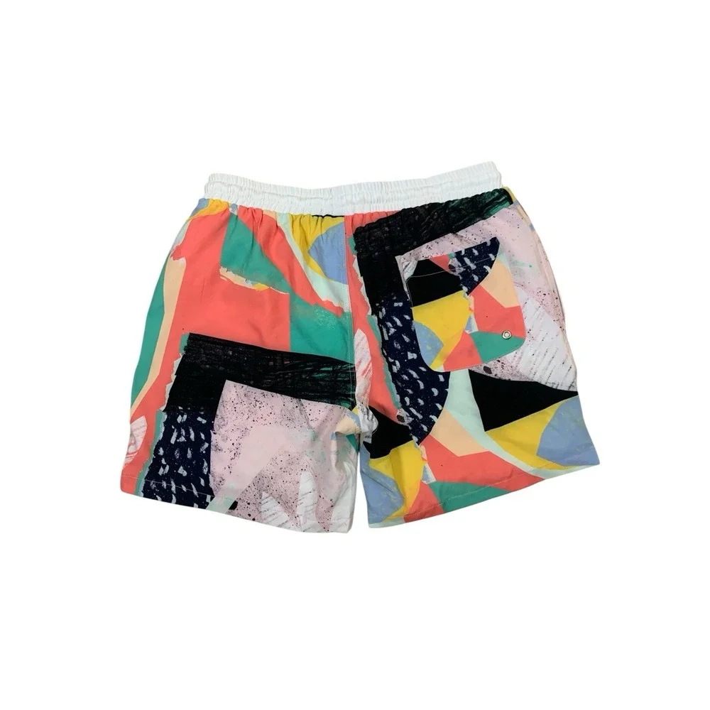 B Fresh Gear Into The Abbiss Abstract Colorblock Swim Trunks Beach Shorts M NEW